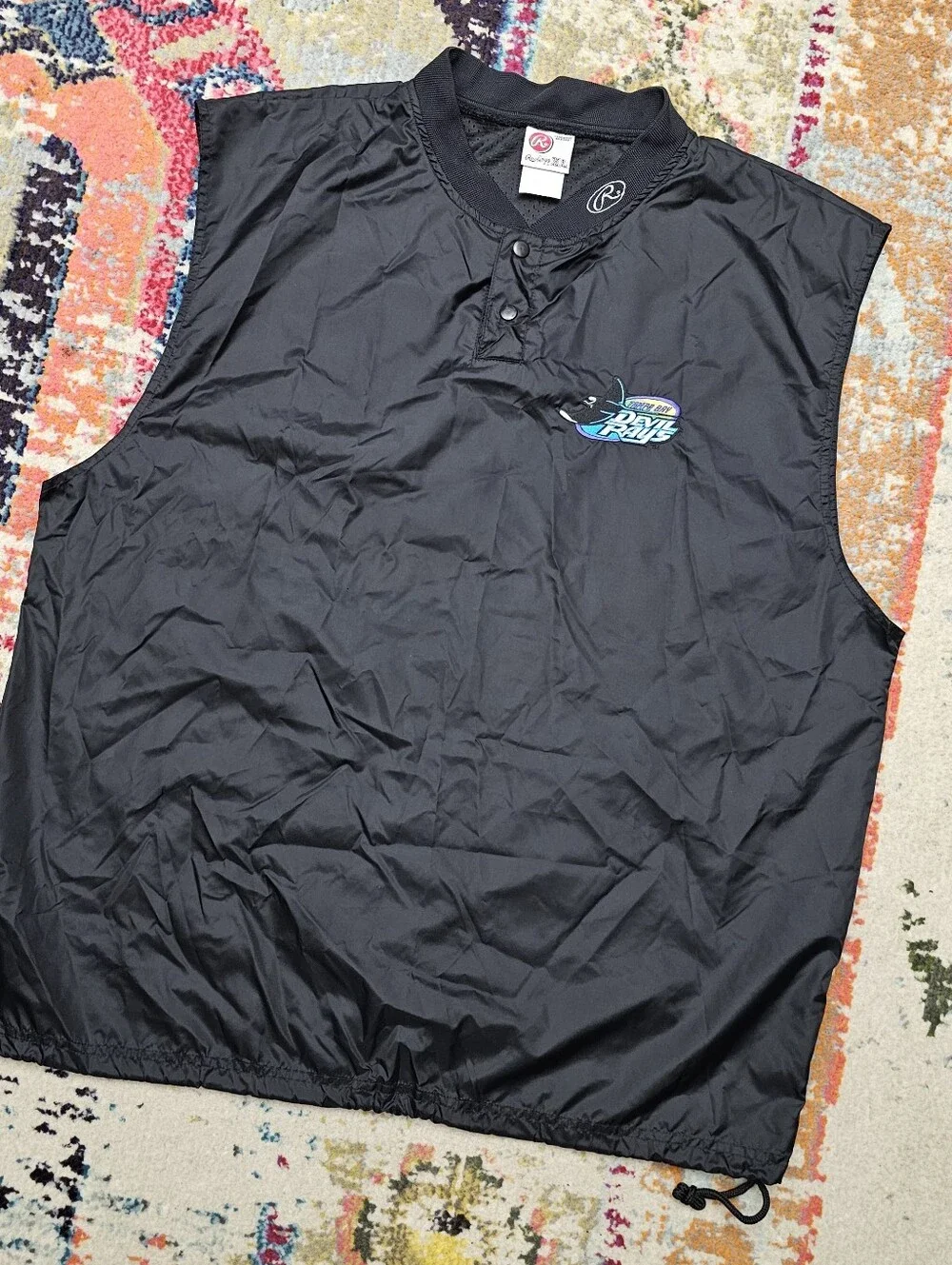 VTG Rawlings Tampa Bay Devil Rays Batting Windbreaker Pullover Mens Medium